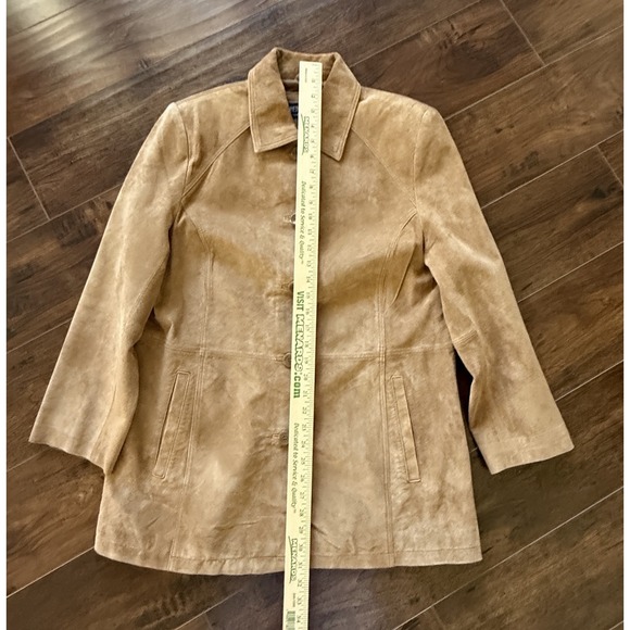Bernardo Suede Jacket Women's Size Large Button Front Tan Fully Lined - Picture 7 of 14